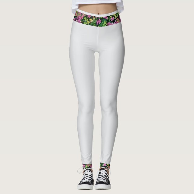 Leggings Leggencias blancas con diseño floral (Anverso)