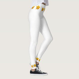 Leggings Leggencias blancas con diseño floral amarillo
