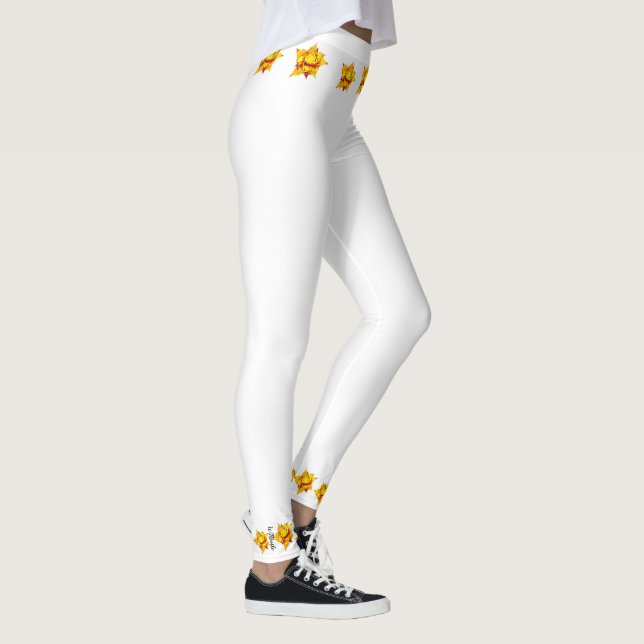 Leggings Leggencias blancas con diseño floral amarillo (Derecha)