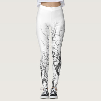 Leggings Leggencias blancas con ramas de árbol.