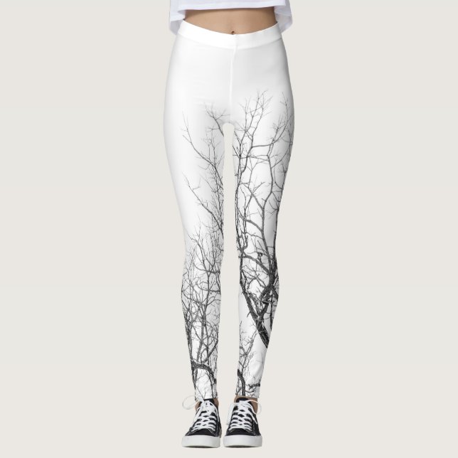 Leggings Leggencias blancas con ramas de árbol. (Anverso)