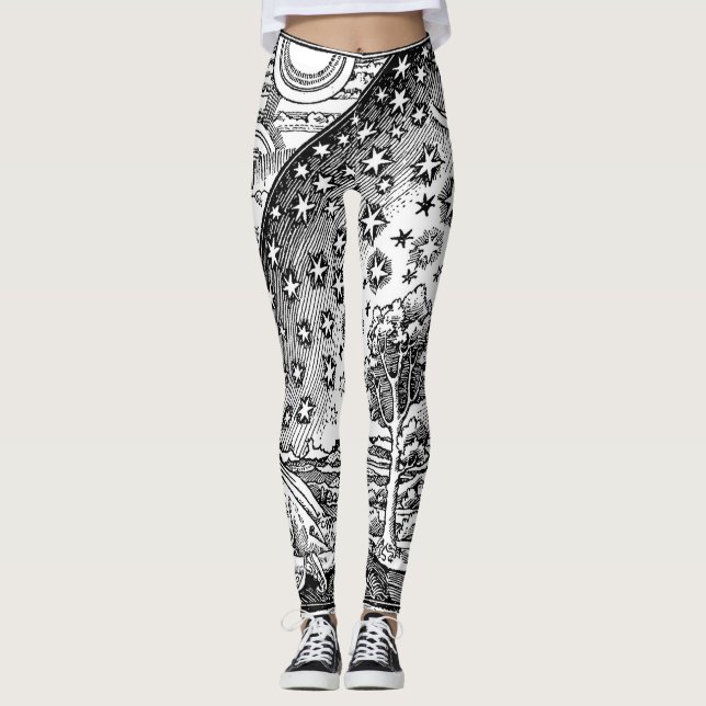 Leggings Leggencias blancas y negras con grabado de flameo (Anverso)