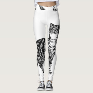 Leggings Leggencias blancas y negras de gato Guay