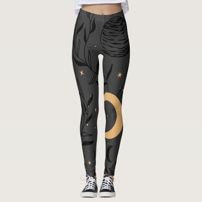 Leggings Leggencias celestes sobre el tema de la luna (Anverso)