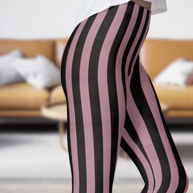 Leggings Leggencias clásicas de patrón de franja negra y ro (Classic Black and Pink Strip Pattern Leggings)