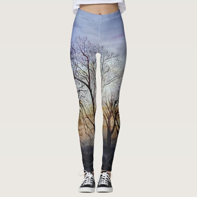 Leggings Leggencias con árboles de invierno (Anverso)