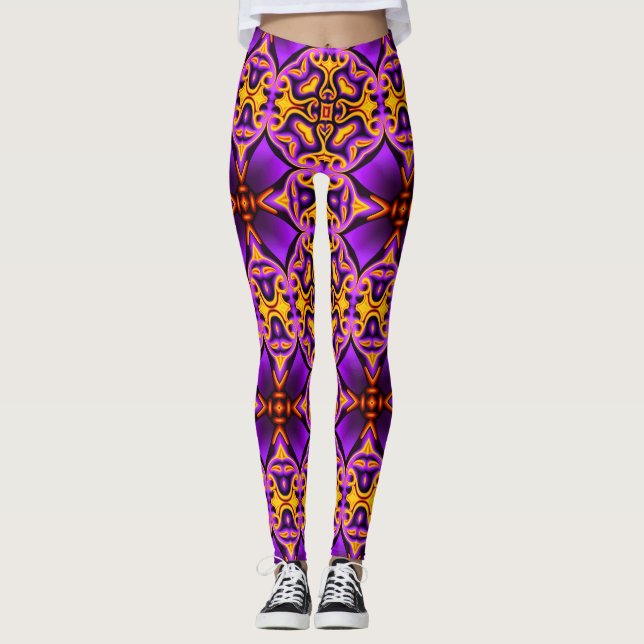 Leggings Leggencias con estampado amarillo morado (Anverso)