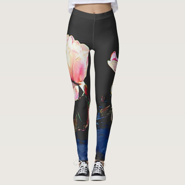 Leggings Leggencias con flor de vidrio de mango grande (Anverso)