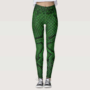 Leggings Leggencias con motivos de piel de serpiente verde
