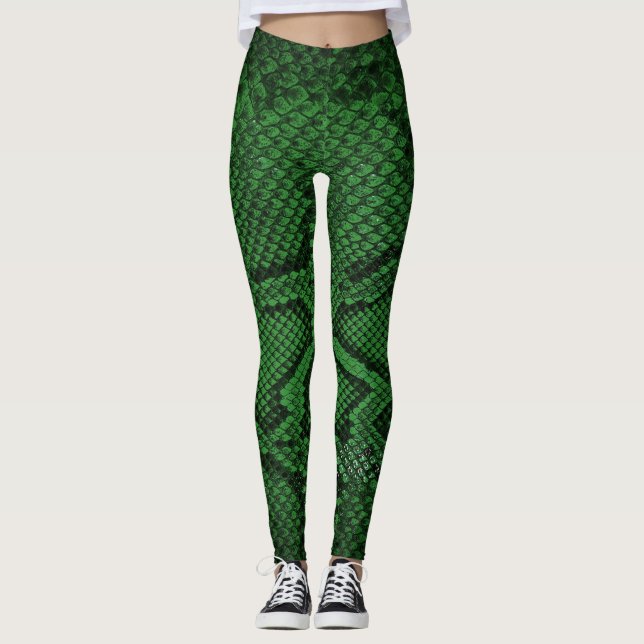 Leggings Leggencias con motivos de piel de serpiente verde  (Anverso)