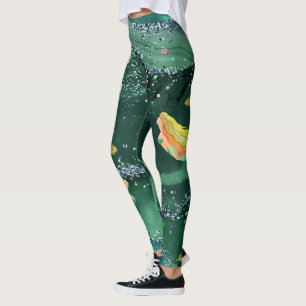 Leggings Leggencias con sirenas y agua del mar Verde