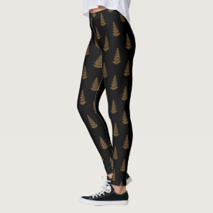 Leggings Leggencias de árbol de Navidad de estilo dorado