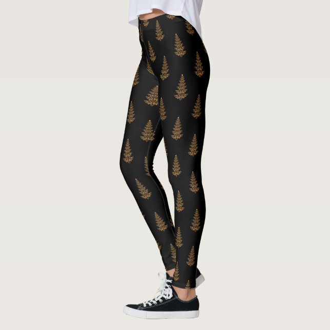 Leggings Leggencias de árbol de Navidad de estilo dorado (Izquierda)