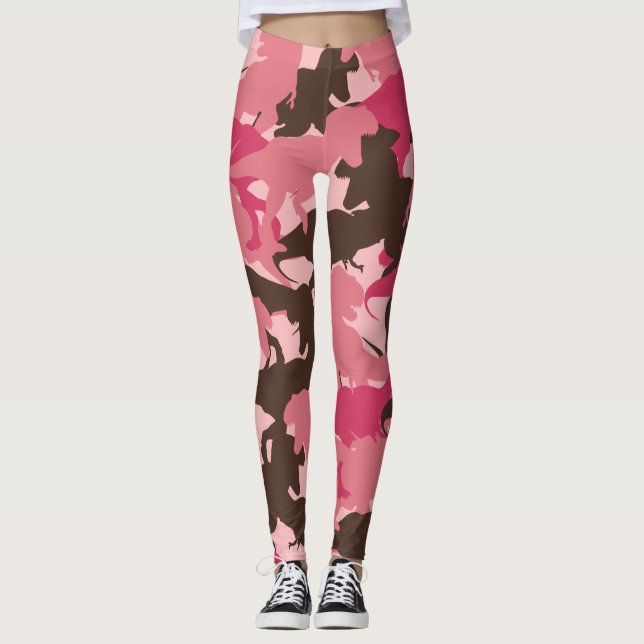 Leggings Leggencias de camuflaje de dinosaurios rosados (Anverso)