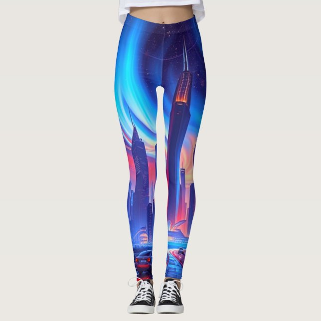 Leggings Leggencias de ciudad futurista | Neon Skyline Vibe (Anverso)