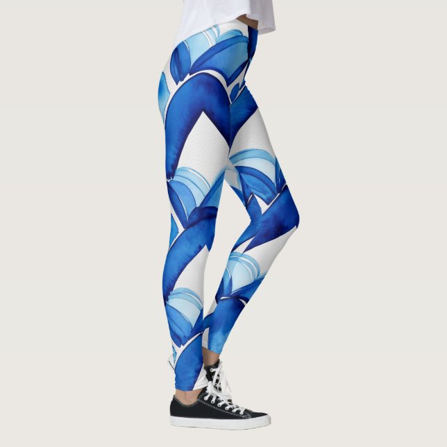 Leggings Leggencias de color azul abstracto moderno (Derecha)