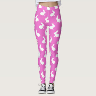 Leggings Leggencias de conejo conejo rosa y blanco