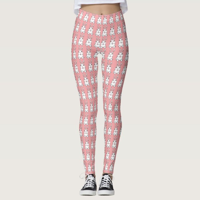 Leggings Leggencias de conejo de Pascua Rosa (Anverso)