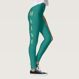 Leggings Leggencias de cono de pino verde verde de Maine
