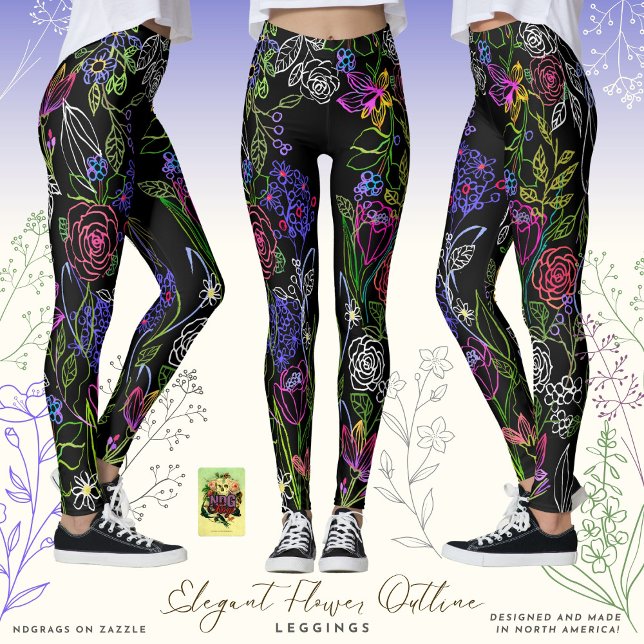 Leggings Leggencias de contorno de flor elegantes (Subido por el creador)