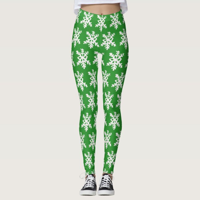 Leggings Leggencias de copo de nieve verde (Anverso)