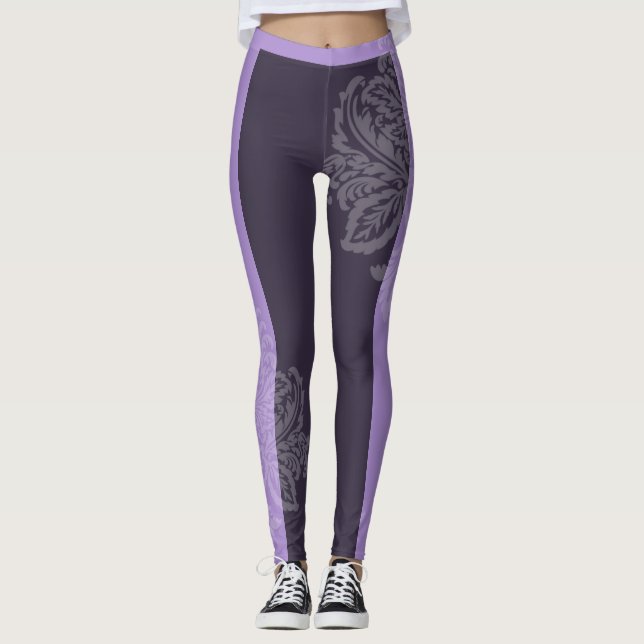 Leggings Leggencias de damasco morado y negro (Anverso)