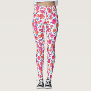 Leggings Leggencias de diseño de puntos rosas, Naranjas y a
