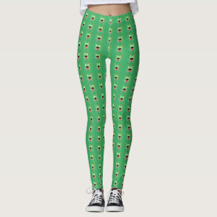Leggings Leggencias de diseño de rana verde y fuegos artifi