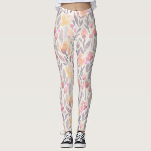 Leggings Leggencias de diseño floral de primavera pastel