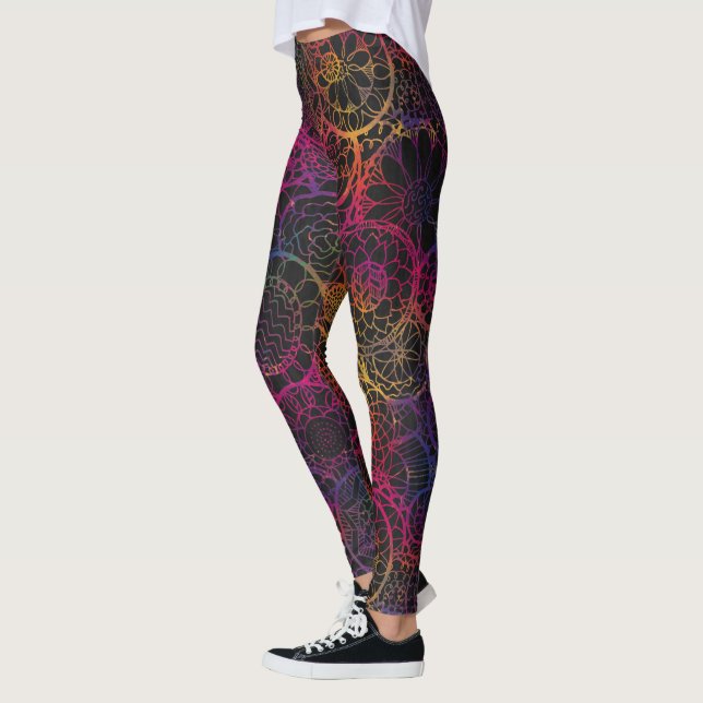 Leggings Leggencias de diseño floral inspiradas en Mandala (Izquierda)