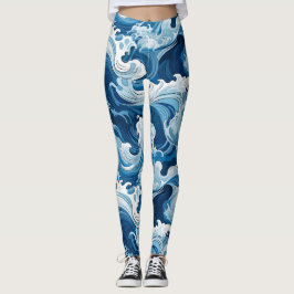 Leggings Leggencias de elementos de agua de las olas oceáni