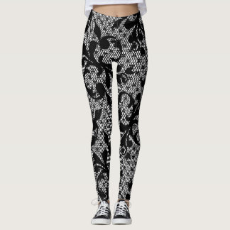 Leggings Leggencias de encaje floral negro victoriano