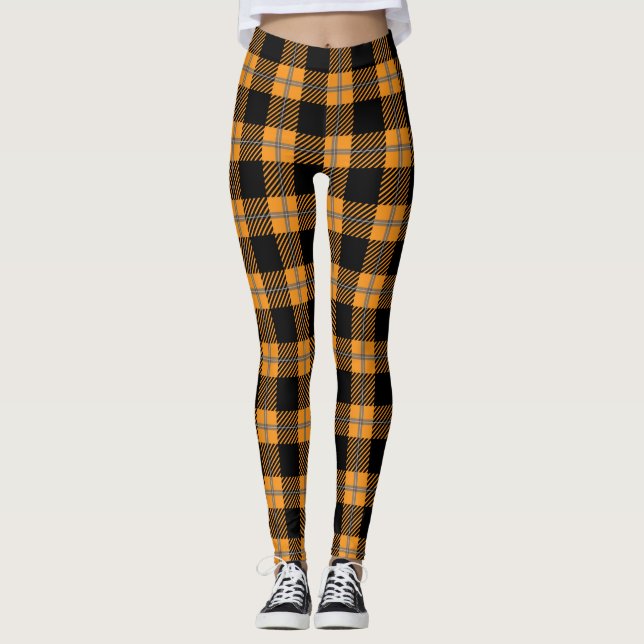 Leggings Leggencias de enredadera negra y naranja en Hallow (Anverso)