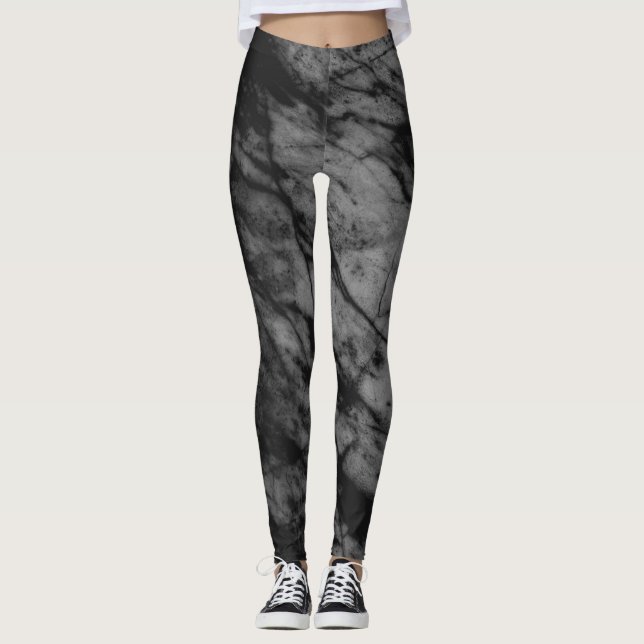Leggings Leggencias de estilo mármol negro (Anverso)