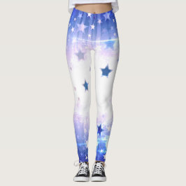 Leggings Leggencias de estrellas del azul blanco