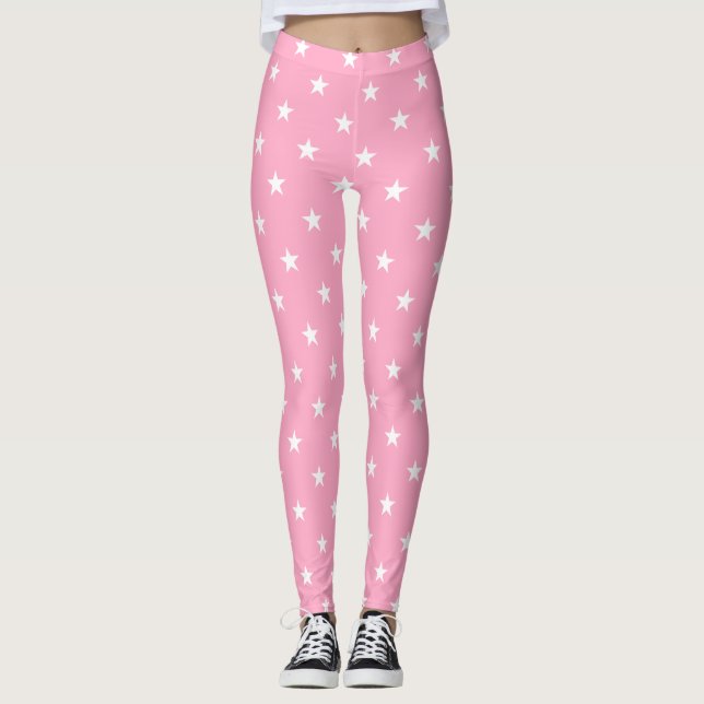 Leggings Leggencias de estrellas grandes rosadas (Anverso)