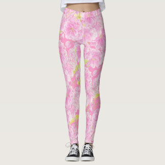 Leggings Leggencias de flores de doble flor rosa