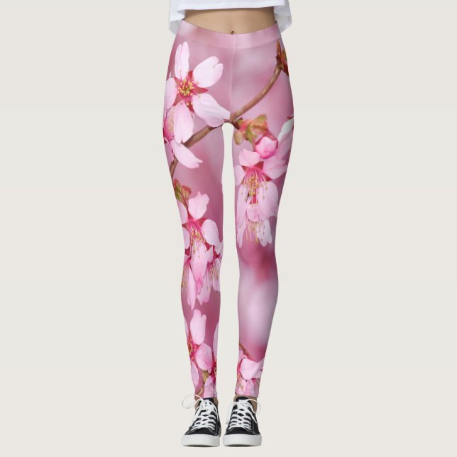 Leggings Leggencias de flores rosadas (Anverso)