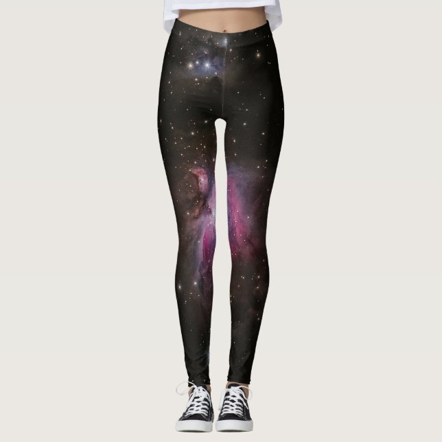 Leggings Leggencias de galaxia de nebulosa rosa cósmica (Anverso)