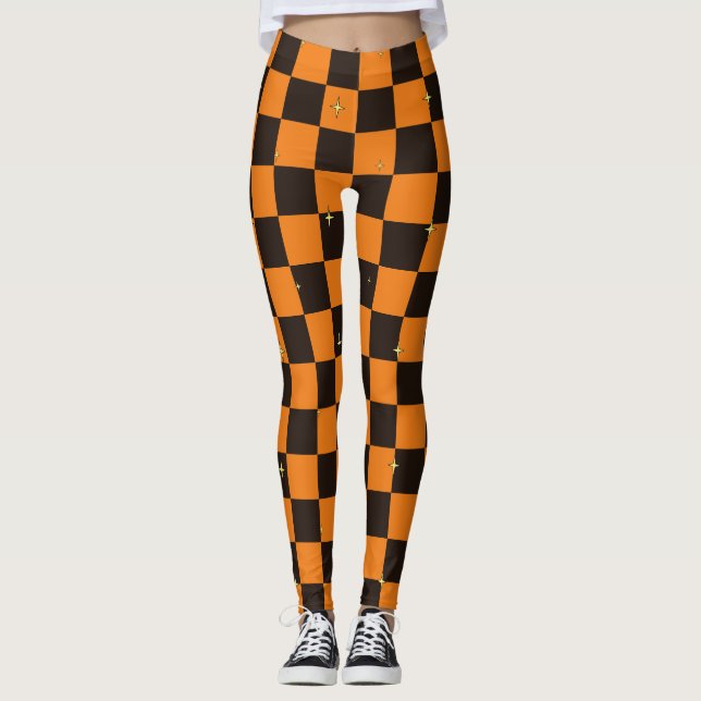 Leggings Leggencias de Halloween de naranja y negro con est (Anverso)