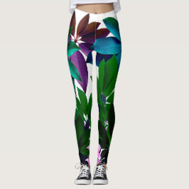 Leggings Leggencias de hojas rosas y verdes