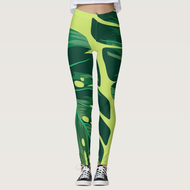 Leggings Leggencias de hojas tropicales (Anverso)