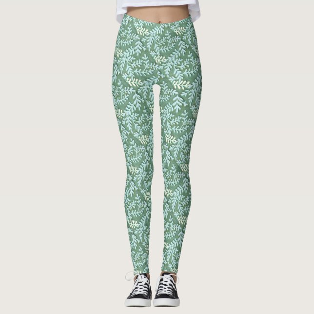 Leggings Leggencias de hojas verdes claras (Anverso)