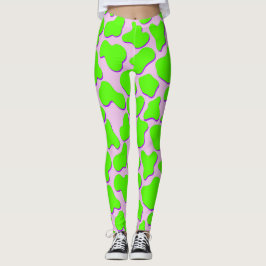 Leggings Leggencias de impresión de animales de vaca verde 