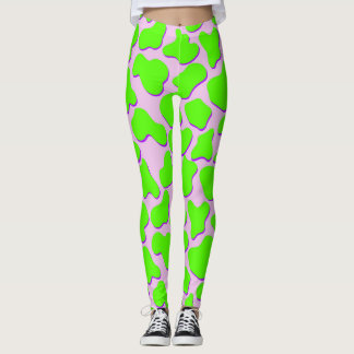 Leggings Leggencias de impresión de animales de vaca verde 