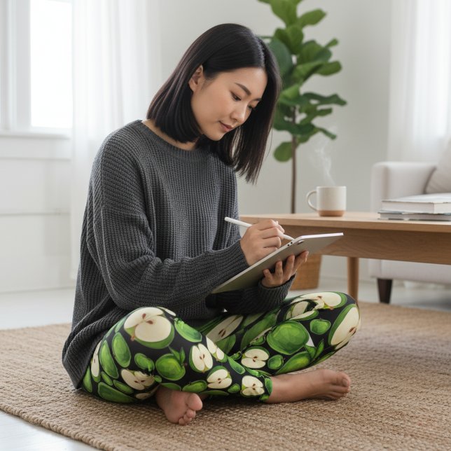 Leggings Leggencias de impresión de Apple verde (Green Apple Print Leggings)