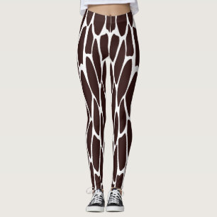 Leggings Leggencias de impresión de jirafas marrones y bla