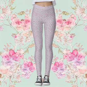 Leggings Leggencias de impresión de leopardo rosa y gris
