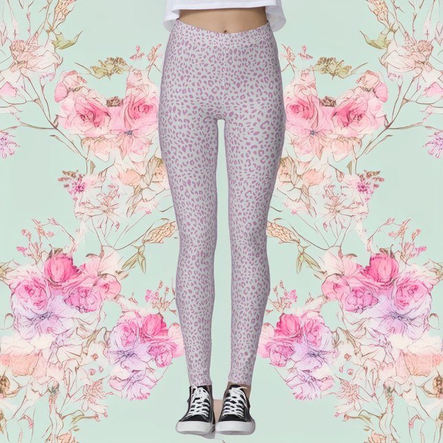 Leggings Leggencias de impresión de leopardo rosa y gris (Subido por el creador)
