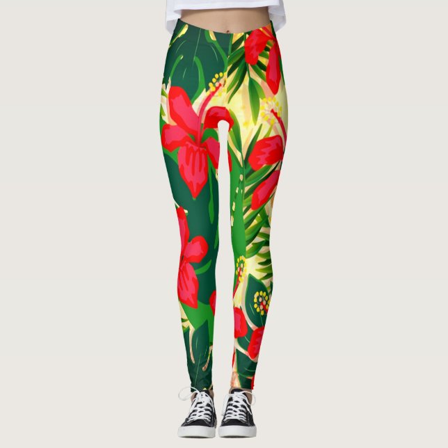 Leggings Leggencias de impresión tropical (Anverso)